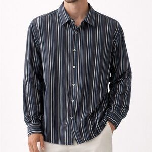 English Laundry 100% Cotton Blue Striped Long Sleeve Button Down 16.5